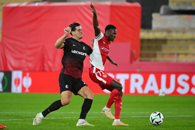 FOOTBALL : AS Monaco VS SC Freiburg - UEFA Conference League - 22 10 2026 Sadibou Sané (ASM) - UEFA Conference League match between AS Monaco and SC Freiburg on October 22, 2026 at the Louis II Stadium in Monaco. MonacoMonaco  Copyright: xWilliamxCannarellax