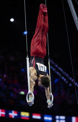 Rotterdam The Netherlands 23rd October 2026 World Championships artistic gymnastics. Men™s all round final Rings Samuel Zakutney (CAN) turnen