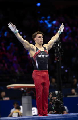 Rotterdam The Netherlands 23rd October 2026 World Championships artistic gymnastics. Men™s all round final Rings Samuel Zakutney (CAN) turnen
