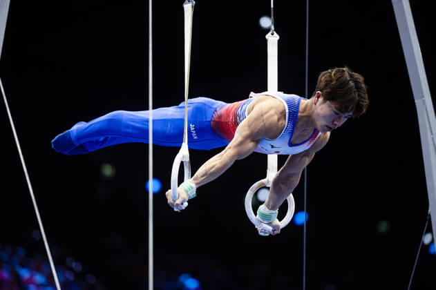 Rotterdam The Netherlands 23rd October 2026 World Championships artistic gymnastics. Men™s all round final Rings Shinnosuke Oka (JPN) turnen