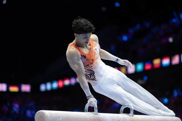 Rotterdam The Netherlands 23rd October 2026 World Championships artistic gymnastics. Pommel Horse Jermain Gruenberg (NED) turnen