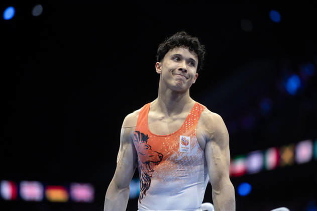 Rotterdam The Netherlands 23rd October 2026 World Championships artistic gymnastics. Pommel Horse Jermain Gruenberg (NED) turnen
