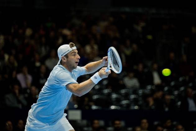 Tallon Griekspoor of the Netherlands pictured in action during the European Open ATP, Tennis Herren tennis tournament in Brussels, on Friday 23 October 2026. This year s edition of the tournament is taking place from 17 to 25 October JASPERxJACOBS  x190758577x