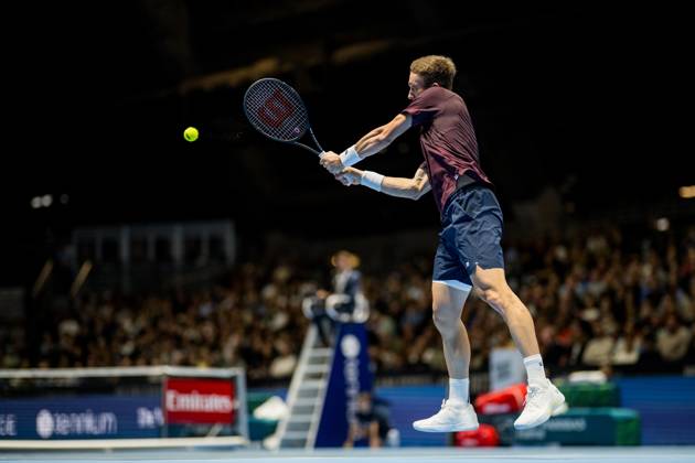 Jiri Lehecka of the Czech Republic pictured in action during the European Open ATP, Tennis Herren tennis tournament in Brussels, on Friday 23 October 2026. This year s edition of the tournament is taking place from 17 to 25 October JASPERxJACOBS  x190758926x