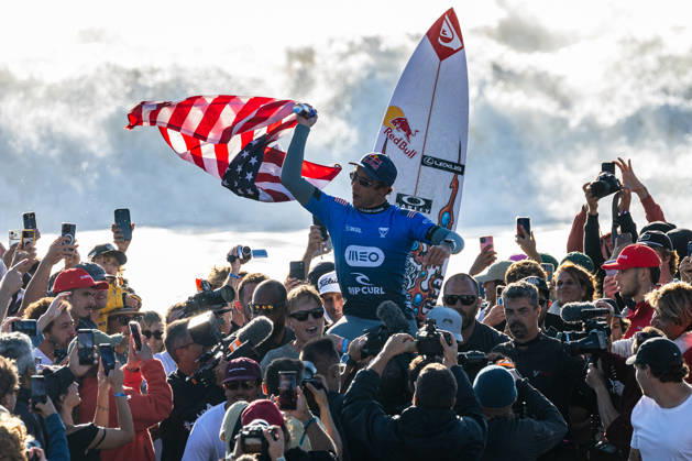 October 23, 2026, Peniche, Leiria, Portugal: Griffin Colapinto celebrates after winning the final of Meo Rip Curl Pro Portugal at Praia dos Supertubos on October 23, 2026 in Peniche, Portugal. Peniche Portugal - ZUMAs391 20261023_znp_s391_015 Copyright: xCarlosxSilvax