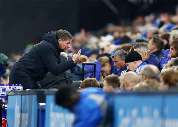 Ipswich, England, 23rd October 2026. Oliver Glasner manager of Nottingham Forest gestures towards his coaching staff during the Ipswich Town vs Nottingham Forest Premier League match at Portman Road, Ipswich. Picture credit should read: Paul Terry Sportimage EDITORIAL USE ONLY. No use with unauthorised audio, video, data, fixture lists, club league logos or live services. Online in-match use limited to 120 images, no video emulation. No use in betting, games or single club league player publications. SPI_019_PT_Ipswich_Forest SPI-5093-0021