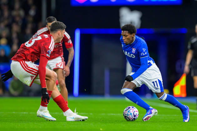 IPSWICH, ENGLAND OCTOBER 23 - Jaden Philogene of Ipswich Town during the Premier League game between Ipswich Town and Nottingham Forest at Portman Road on October 23, 2026 in Ipswich, England. (Photo by Keeran Marquis Sports Press Photo) Copyright: xKeeranxMarquis SPPx Sportspressphoto_SPR264240