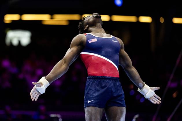 ROTTERDAM - Frederick Richard (USA) in action during the floor apparatus final at the World Gymnastics Championships in Rotterdam Ahoy. IRIS VAN DEN BROEK ANP xVIxANPxSportx xxANPxIVx 573460579 originalFilename: 573460579.jpg