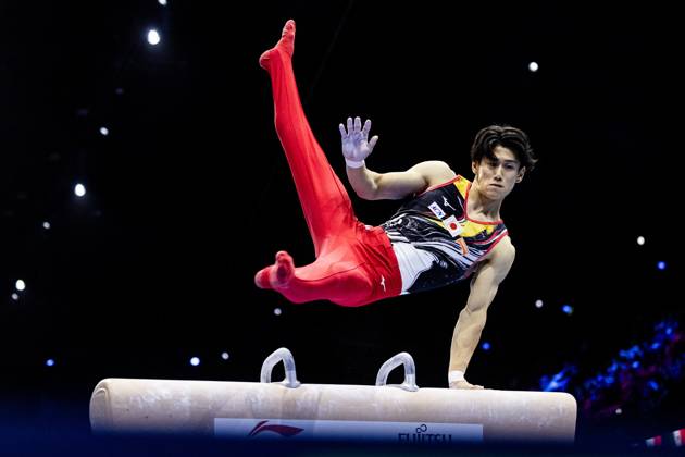 ROTTERDAM - Daiki Hashimoto (JPN) during the vault apparatus final at the World Gymnastics Championships in Rotterdam Ahoy. IRIS VAN DEN BROEK ANP xVIxANPxSportx xxANPxIVx 573471560 originalFilename: 573471560.jpg