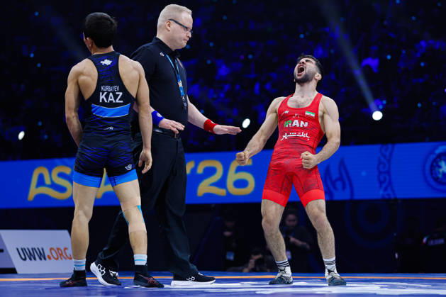 Senior World Championships 55kg GR - Payam Farzad Ahmadi Balootaki (IRI) df. Iskhar Kurbayev (KAZ) Copyright: xKostadinxAndonovx