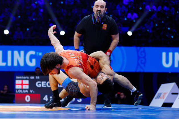 Senior World Championships 55kg GR - Eldaniz Azizli (AZE) df. Vakhtang Lolua (GEO) Copyright: xKostadinxAndonovx