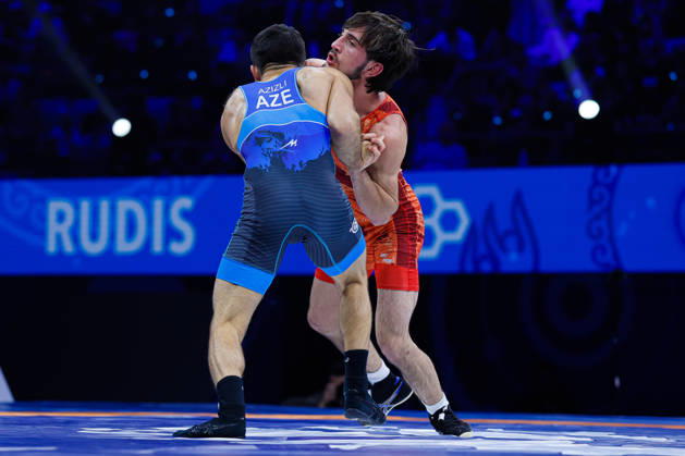 Senior World Championships 55kg GR - Eldaniz Azizli (AZE) df. Vakhtang Lolua (GEO) Copyright: xKostadinxAndonovx