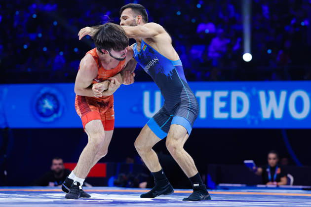 Senior World Championships 55kg GR - Eldaniz Azizli (AZE) df. Vakhtang Lolua (GEO) Copyright: xKostadinxAndonovx