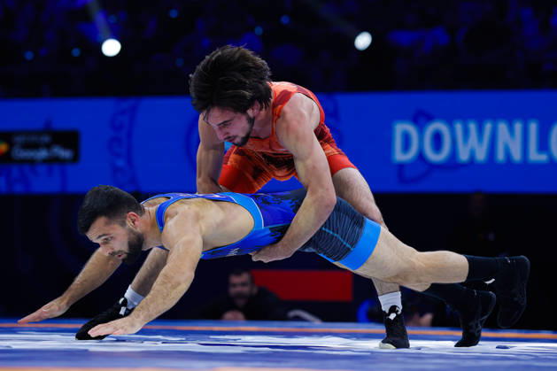 Senior World Championships 55kg GR - Eldaniz Azizli (AZE) df. Vakhtang Lolua (GEO) Copyright: xKostadinxAndonovx