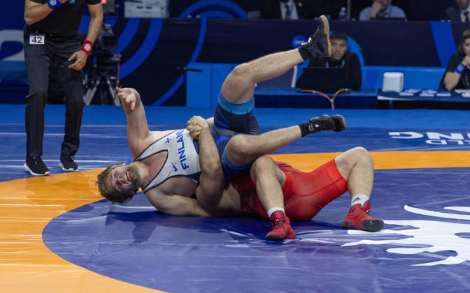 October 25, 2026, Astana, 2021 World Wrestling Championshi, Kazakhstan: MATTI ELIAS KUOSMANEN of Finland competes in the men s Greco-Roman 130kg quarterfinals at the Senior World Wrestling Championships in Astana, Kazakhstan, October 25, 2026. . Astana Kazakhstan - ZUMAt172 20261025_zip_t172_013 Copyright: xJosexTabaresx