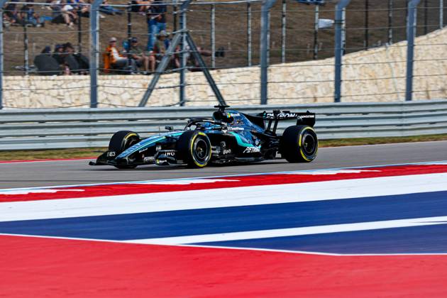 October 25, 2026, Italy: George Russell from UK, driving the (63) Mercedes-AMG PETRONAS F1 Team W17 Mercedes during United States Grand Prix - Austin - Saturday - Qualifying at Circuit of the Americas (COTA) in Austin. Italy - ZUMAm313 20261025_zsp_m313_168 Copyright: xAlessioxMorgesex