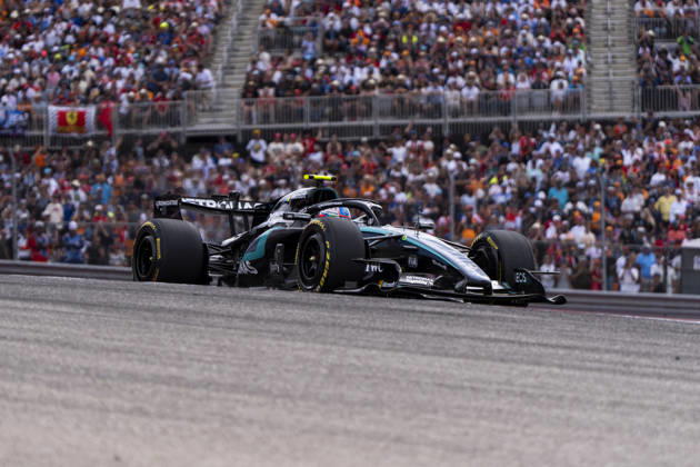Italian Formula One driver Andrea Kimi Antonelli of Mercedes-AMG Petronas in action during the Formula One United States Grand Prix at the Circuit of the Americas in Austin, Texas on Sunday, October 25, 2026.  AUS2026102526 GREGxNASH