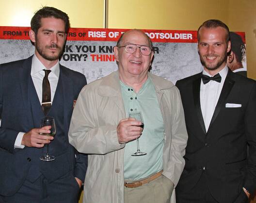 Rise of the Krays - VIP Screening London, UK. Simon Cotton, Freddie Foreman & Kevin Leslie at Rise of the Krays - VIP Screening, at The Mayfair Hotel, London UK, 26 August 2015 . LMK394-51839-270815 