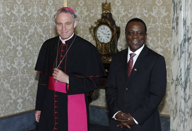 Oct 23, 2014 - Vatican City State (Holy See) - Archibishop GEORG GAENSWEIN with Grenada s Prime Minister KEITH MITCHELL at the Vatican. - ZUMAi15
