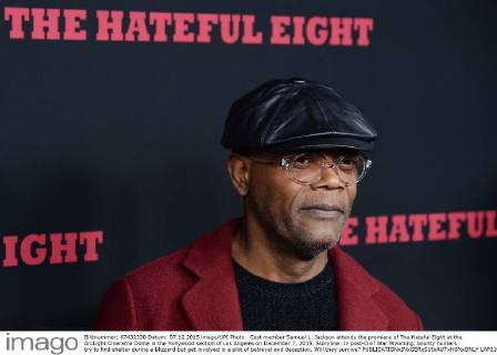 Cast member Samuel L. Jackson attends the premiere of The Hateful Eight at the ArcLight Cinerama Dome in the Hollywood section of Los Angeles on December 7, 2015. Storyline: In post-Civil War Wyoming, bounty hunters try to find shelter during a blizzard but get involved in a plot of betrayal and deception. Will they survive?  LAP2105120710 JIMxRUYMEN