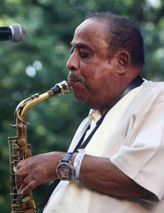August 27, 2017 - New York, New York, U.S. - Jazz legend saxophonist LOU DONALDSON performs during the 25th Anniversary of Charlie Parker Jazz Festival held at Thompson Square Park. New York U.S. - ZUMAk03_ 20170827_zaf_k03_175 Copyright: xNancyxKaszermanx