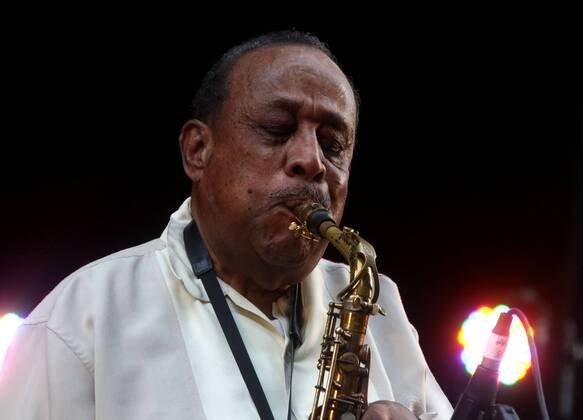 August 27, 2017 - New York, New York, U.S. - Jazz legend saxophonist LOU DONALDSON performs during the 25th Anniversary of Charlie Parker Jazz Festival held at Thompson Square Park. New York U.S. - ZUMAk03_ 20170827_zaf_k03_191 Copyright: xNancyxKaszermanx