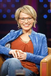 MDR - Riverboat. Moderatorin Andrea Ballschuh anläßlich der Aufzeichnung der MDR - Talkshow Riverboat am 23.02.2018 im Studio 3 der Mediacity Leipzig.