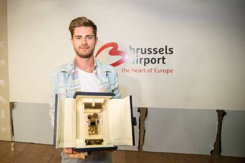director Lukas Dhont pictured during the return after the Festival de Cannes film festival, Sunday 20 May 2018 at Brussels Airport in Zaventem. Belgian director Dhont won the Camera d Or (Golden Camera) debut prize for his film Girl .  JAMESxARTHURxGEKIERE 05349202