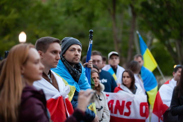 Belarusian opposition leader Sviatlana Tsikhanouskaya attends Ukraine protest Protesters listen to Belarusian opposition leader Sviatlana Tsikhanouskaya speak at a rally at the White House against Russia s war in Ukraine. The Belarusian community in the Washington, DC metro area joined US Ukrainian Activists daily protest at the White House to show their support. Both countries currently suffer at the hands of Russian President Vladimir Putin: Ukraine is under attack, and Belarus is led by Putin puppet Alexander Lukashenko. Washington DC United States Copyright: xAllisonxBaileyx originalFilename: bailey-belarusi220428_npda6