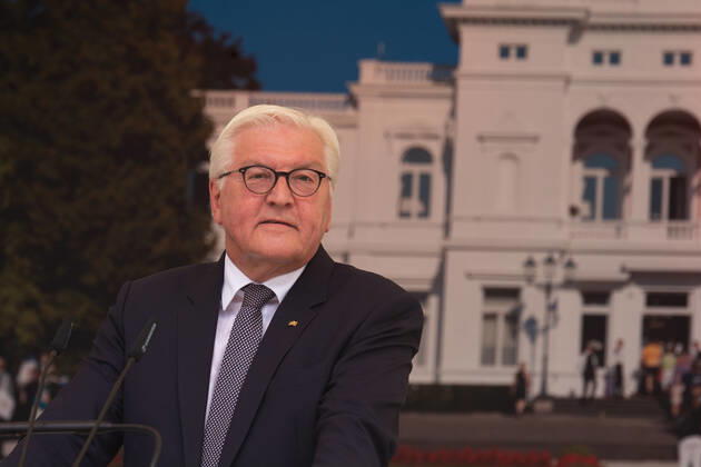 Frank-Walter Steinmeierï¼apresident Of Germany, Visits The Opening Of Villa Hammerschmidt In Bonn Frank-Walter Steinmeierï¼apresident of Germany is seen speaking on the stage during the opening day of Villa Hammerschmidt in Bonn, Germany on June18ï¼a2022 Bonn Germany Copyright: xYingxTangx originalFilename: tang-notitle220618_npjuT
