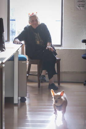 December 1, 2017, San Francisco, California, USA: Sandy Close, at the New American Media office, now closed, Friday Dec. 1, 2017 in San Francisco, CA. ..â€oeFor more than 45 years, Sandy Close brought the unlikeliest of voices into journalism, mentoring and publishing refugees from Vietnam and Afghanistan, incarcerated youth offenders, and young men who hustled drugs on the streets but knew their communities intimately. Now after more than 45 years, Pacific News Service and New American Media, the organizations she ran, are closing up shop, ending a media institution whose influence will continue to be felt through the scores of talented alumni working in journalism today. San Francisco USA - ZUMAk74_ 20171201_znp_k74_006 Copyright: xEricxKaynex