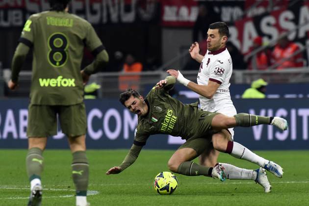 Foto IPP Paolo Bona Milano 10 02 2023 Campionato Serie A di Calcio stagione 2022 2023 Milan-Torino Nella foto Brahim Diaz e Alessandro Buongiorno Italy Photo Press Worldwide Copyright