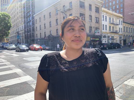 September 28, 2023, San Francisco, California, USA: Juana Ramos, an Organizer with Coalition on Homelessness, shown in the Tenderloin District in San Francisco, California on Thursday, September 28, 2023. Ramos was once homeless herself, with her two kids and her husband. The city of San Francisco has come under a lot of attack for how it is handling the homeless, drug and retail fallout in Downtown San Francisco. San Francisco USA - ZUMAm117 20230928_zaf_m117_031 Copyright: xDavidxG.xMcIntyrex