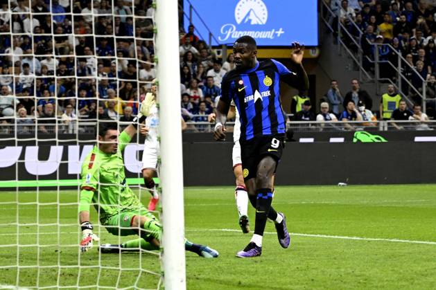 Foto IPP Paolo Bona Milano 14 04 2024 Campionato Serie A di Calcio stagione 2023 2024 partita Inter-Cagliari Nella foto Marcus Thuram segna il gol del 1-0 Italy Photo Press Worldwide Copyright