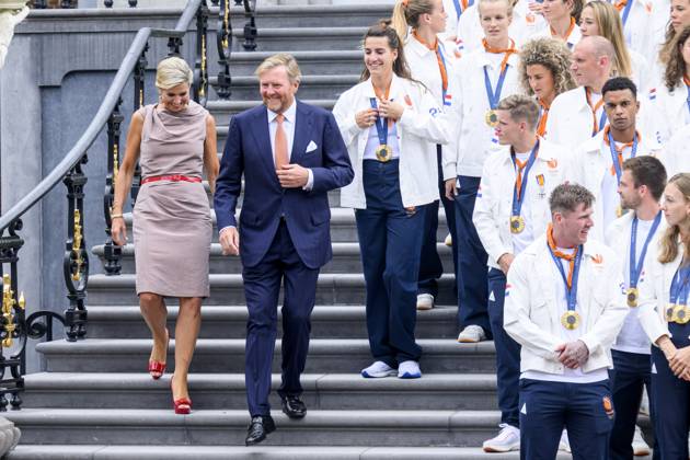Den Haag, The Netherlands, 2024-08-13 15:26:02 THE HAGUE, 13-08-2024, Huis ten Bosch PalaceKing Willem Alexander and Queen Maxima receive the Dutch medal winners of the 2024 Summer Olympics in Paris at Huis ten Bosch PalacePHOTO: NLBeeld Patrick van Emst Credit: NL Beeld Patrick van Emst