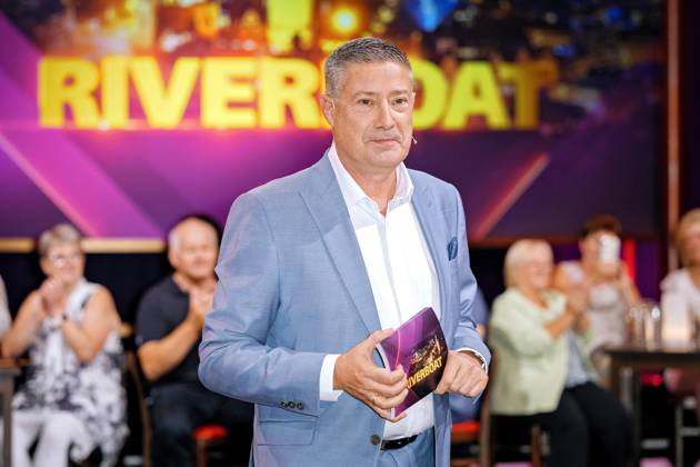 MDR - Riverboat. Moderator Joachim Llambi anläßlich der Aufzeichnung der MDR - Talkshow Riverboat am 23.08.2024 in der Mediacity Leipzig. 20240823SFL0001