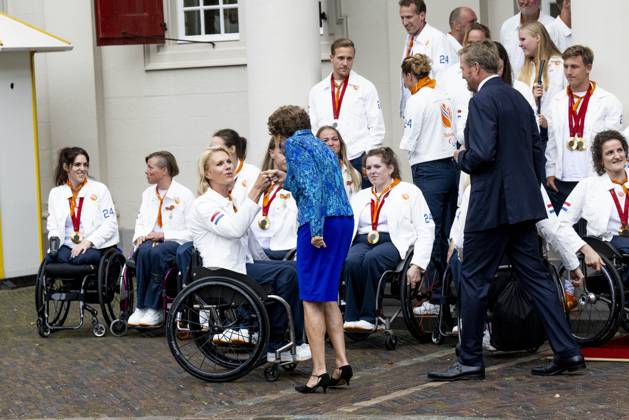 Den Haag, The Netherlands, 2024-09-10 15:46:46 THE HAGUE, 10-09-2024, Noordeinde Palace King Willem Alexander and Princess Margriet of the Netherlands will receive the Dutch medal winners of the 2024 Summer Paralympic Games in Paris at Noordeinde Palace in The Hague on Tuesday afternoon, September 10. PHOTO: NLBeeld Patrick van Emst Credit: NL Beeld Patrick van Emst Copyright: xx x