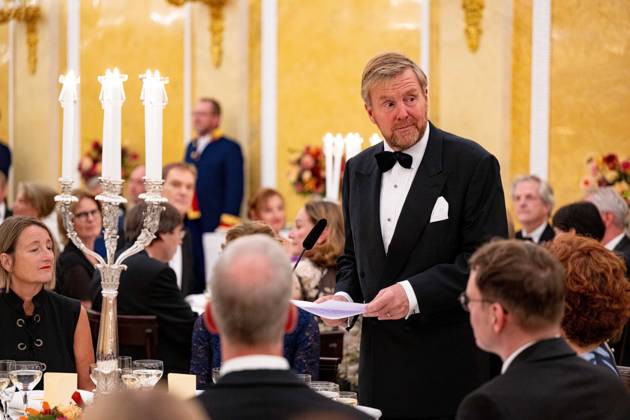 Den Haag, The Netherlands, 2024-09-18 20:17:58 THE HAGUE, 18-09-2024, Noordeinde PalaceKing Willem-Alexander and Queen Maxima and Princess of Orange offered the members of the Council of State a dinner at Noordeinde Palace in The Hague.PHOTO: NL Beeld POOL Mischa Schoemaker Credit: NL Beeld Patrick van Emst Copyright: xx x