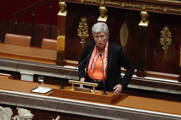 Paris, France le 28 octobre 2024 - Examen en seance publique du Budget de la Securite sociale pour 2025, le PLFSS - Public session examination of the Social Security Budget for 2025, the PLFSS - Ici Genevieve Darrieussecq, ministre de la sante et de l acces aux soins Copyright: xSebastienxTOUBONx