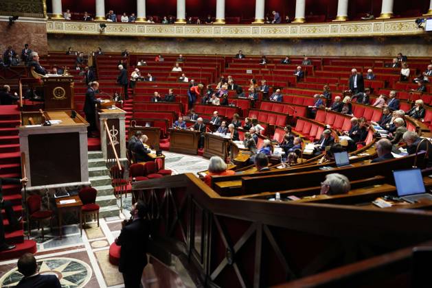 Paris, France le 28 octobre 2024 - Examen en seance publique du Budget de la Securite sociale pour 2025, le PLFSS - Public session examination of the Social Security Budget for 2025, the PLFSS Ici Genevieve Darrieussecq, ministre de la sante et de l acces aux soins, Paul Christophe, ministre des solidarites, de l autonomie et de l egalite entre les femmes et les hommes, Astrid Panosyan-Bouvet, ministre du travail et de l emploi, et Laurent Saint-Martin, ministre delegue charge du budget et des comptes publics et Frederic Valletoux Copyright: xSebastienxTOUBONx