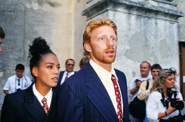 Tennisprofi Boris Becker mit seiner Freundin Barbara Feltus, 1992, das Paar heiratet 1993. Copyright: HartwigxValdmanis Nur redaktionelle Nutzung. Editorial usage only. VAL_7205004437