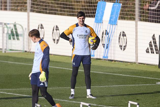 Real Madrid CF Training Session and Press Conference in Madrid, Spain - 03 Dec 2024 Thibaut Courtois of Real Madrid CF seen in action during the training session on the eve of the 2024 2025 La Liga EA Sports week 19 football match between Athletic Club and Real Madrid CF at Ciudad Real Madrid. Madrid Spain Copyright: xFedericoxTitonex xSOPAxImagesx FTITONE_0020