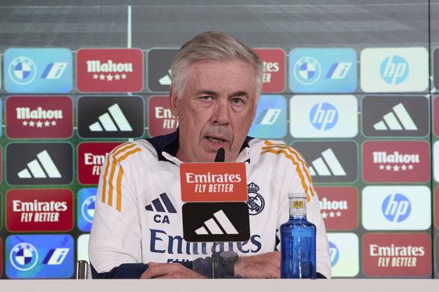 Real Madrid CF Training Session and Press Conference in Madrid, Spain - 03 Dec 2024 Carlo Ancelotti, the head coach of Real Madrid CF attends a press conference on the eve of the 2024 2025 La Liga EA Sports week 19 football match between Athletic Club and Real Madrid CF at Ciudad Real Madrid. Madrid Spain Copyright: xFedericoxTitonex xSOPAxImagesx FTITONE_0023