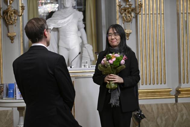 STOCKHOLM, SWEDEN 20241207 Mats Malm, Permanent President of the Swedish Academy, and Nobel Laureate in Literature Han Kang after this years Nobel Prize Lecture in Literature at the Swedish Academy on Saturday STOCKHOLM SWEDEN x10050x Copyright: xPontusxLundahl TTx NOBELFÖRELÄSNING LITTERATUR 2024 O69BpKpby-I