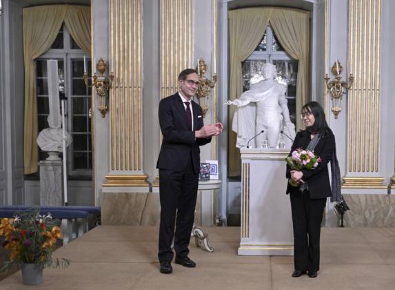 STOCKHOLM, SWEDEN 20241207 Mats Malm, Permanent President of the Swedish Academy, and Nobel Laureate in Literature Han Kang after this years Nobel Prize Lecture in Literature at the Swedish Academy on Saturday STOCKHOLM SWEDEN x10050x Copyright: xPontusxLundahl TTx NOBELFÖRELÄSNING LITTERATUR 2024 MMPbr1bwheA