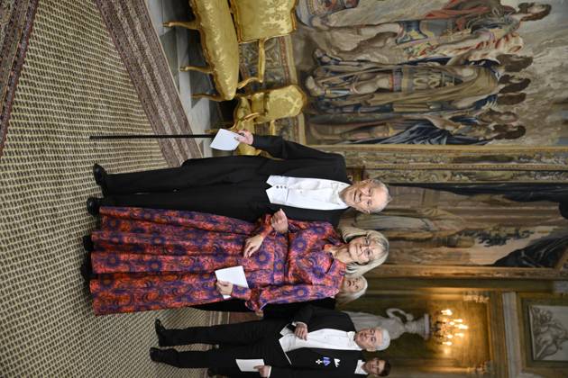 STOCKHOLM, SWEDEN 20241211 Members of the Swedish Academy Per Wästberg and Ellen Matsson arrive at the Kings dinner for the Nobel Laureates at the Royal Palace of Stockholm STOCKHOLM SWEDEN x10060x Copyright: xHenrikxMontgomery TTx NOBEL 2024 KUNGAMIDDAG