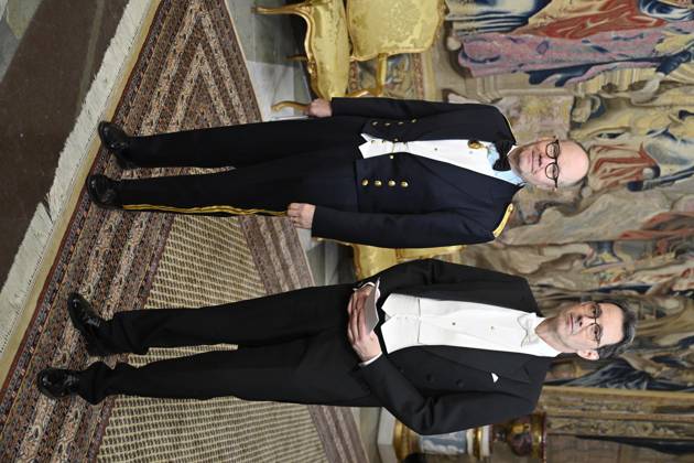 STOCKHOLM, SWEDEN 20241211 Members of the Swedish Academy Peter Englund and Tomas Riad arrive at the Kings dinner for the Nobel Laureates at the Royal Palace of Stockholm STOCKHOLM SWEDEN x10060x  Copyright: xHenrikxMontgomery TTx NOBEL 2024 KUNGAMIDDAG
