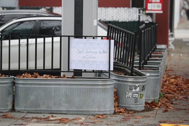 December 17, 2024, San Francisco, California, USA: A self-defense sign outside the courtroom before the Jury found Nima Momeni guilty for 2nd Degree Murder in his trial he was charged with murdering Tech executive Bob Lee, in San Francisco, California. Bob Lee, who created the mobile payment service Cash App, was murdered in the cityâ€⠢s downtown Rincon Hill neighborhood on April 4, 2023. San Francisco USA - ZUMAm117 20241217_zaf_m117_025 Copyright: xDavidxG.xMcIntyrex