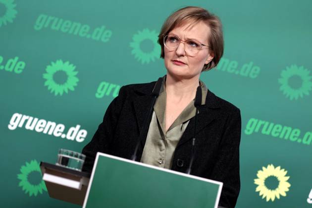Franziska Brandner, Co-Vorsitzende von Buendnis 90 Die Gruenen, PK nach den Gremiensitzungen und dem Fall Gelbhaar, DEU, Berlin, 20.01.2025