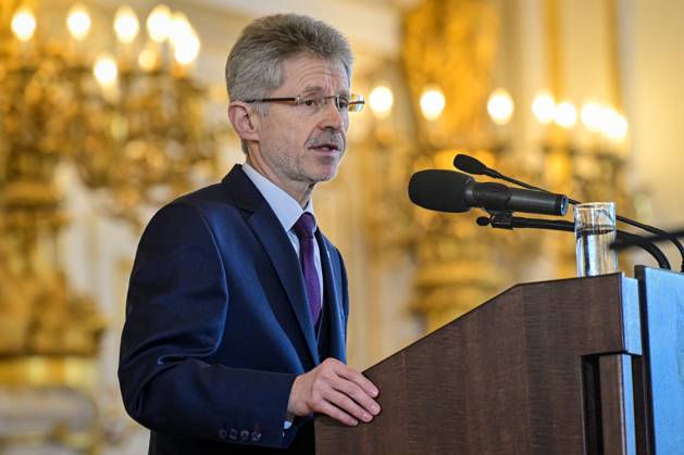 Czech Senate President Milos Vystrcil speaks at a commemorative meeting on the occasion of Holocaust Remembrance Day and Day of preventing crimes against humanity in Spanish Hall at Prague Castle, Prague, Czech Republic, January 28, 2025. (CTKxPhoto VitxSimanek) CTKPhotoP2025012802987 CTKPhotoP2025012802987